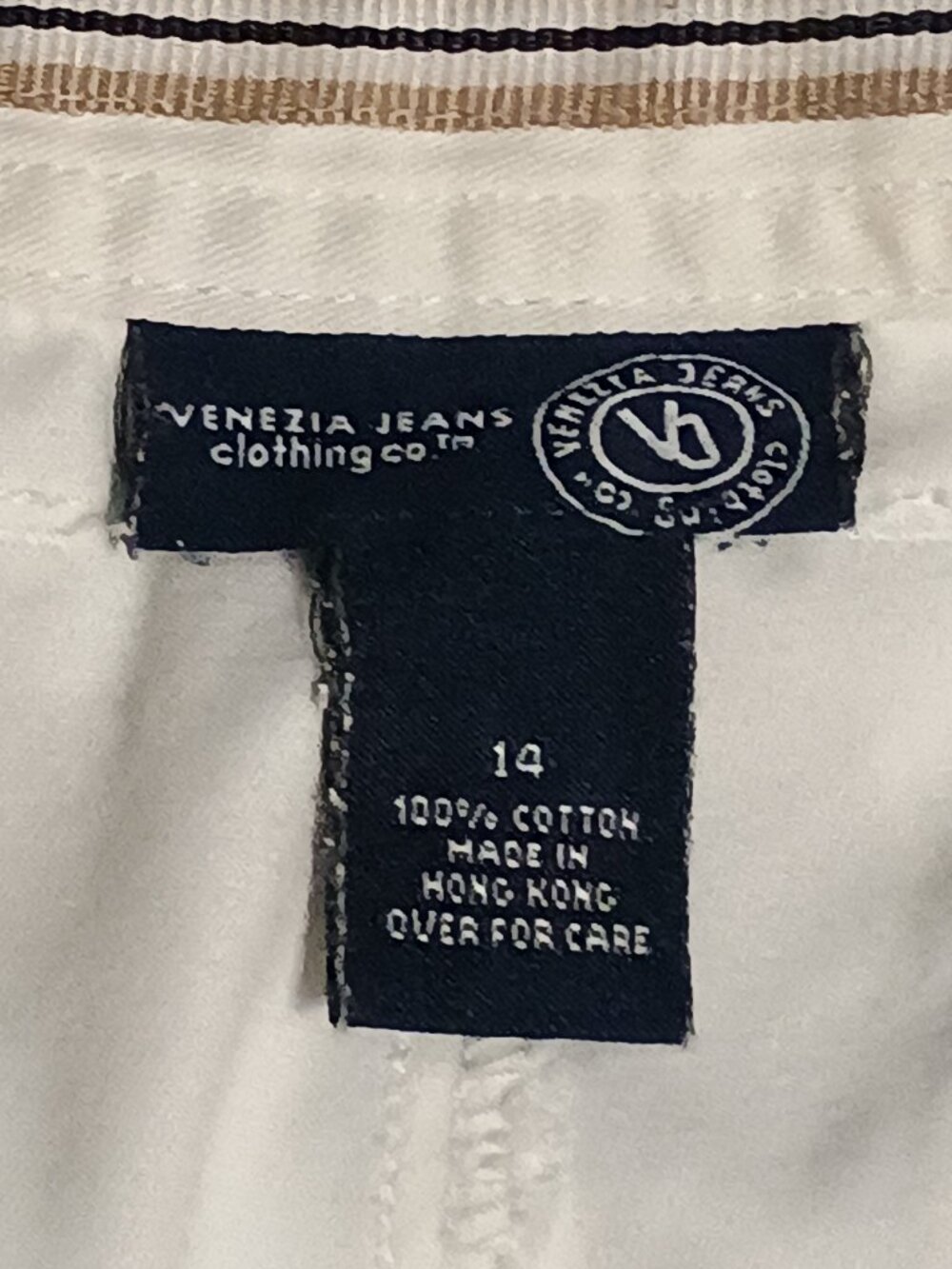 Venezia Jeans Women’s White Cropped Pants Size 10Drawstring Patch Pocket Capri - Picture 4 of 8